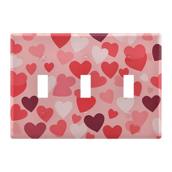 3 Gang Switch Covers Hearts Light Wall Plate Home Faceplate Switch Plates 6.37”x4.48”