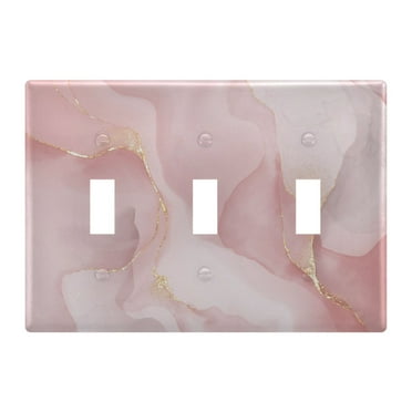 3 Gang Switch Covers Pink and Golden Light Wall Plate Home Faceplate Switch Plates 6.37”x4.48”