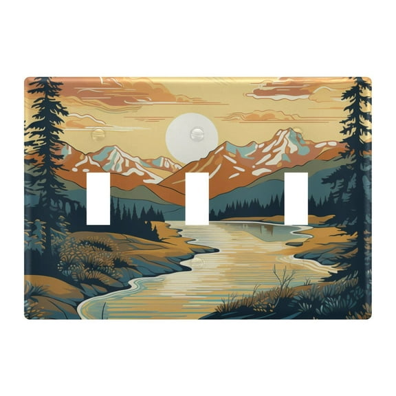 3 Gang Switch Covers Sunset in Landscape Light Wall Plate Home Faceplate Switch Plates 6.37”x4.48”