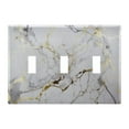 thumbnail image 1 of 3 Gang Switch Covers White and Gold Marble Light Wall Plate Home Faceplate Switch Plates 6.37”x4.48”, 1 of 8