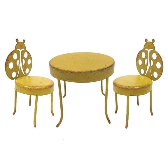 3" Garden Ladybug Metal Table & Chairs Set of 3