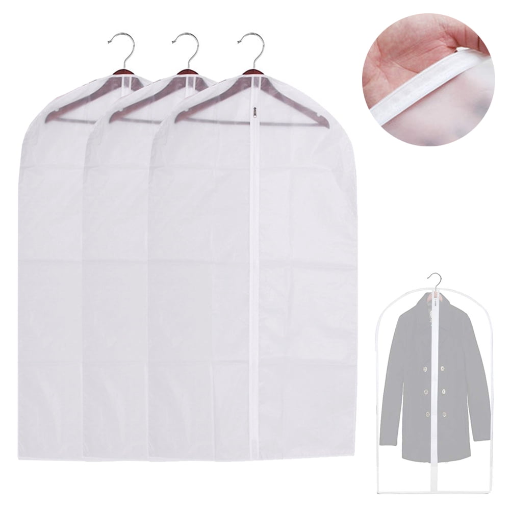 WeCoveR Garment Bag with Zipper, Clear Clothes Coats Cover Bags