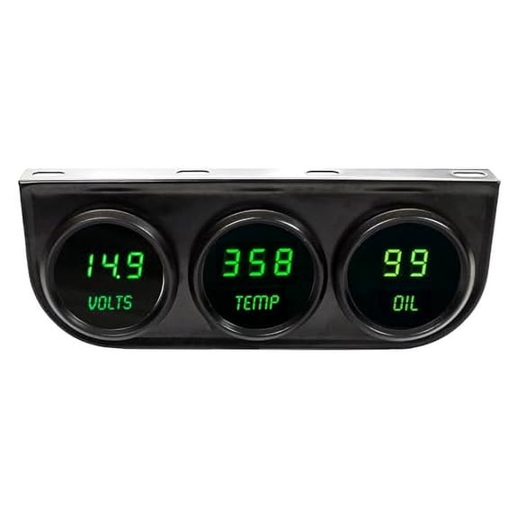 3 Gauge LED Digital Panel 2-1/16th (Oil Pressure, Water Temp, Volts) with Green LEDs