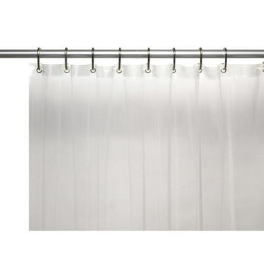 3 Gauge Vinyl Shower Curtain Liner w/ Weighted Magnets and Metal Grommets in Super Clear