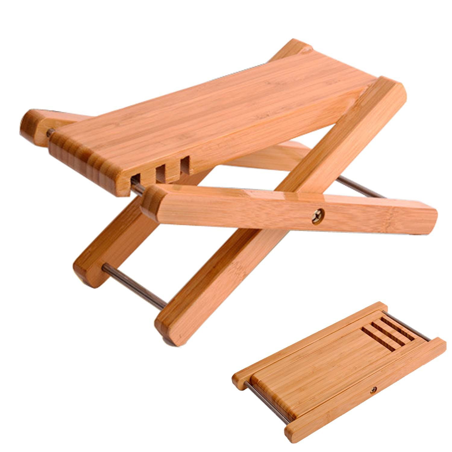 3 Gear Bamboo Guitar Foot Stool, Adjustable Non-Slip Foot Rest for Classical Acoustic Guitar Player