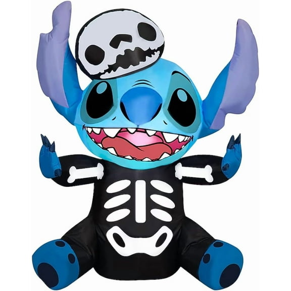 3' Gemmy Airblown Inflatable Halloween Disney's Stitch in Skeleton Costume Yard Decoration 552722
