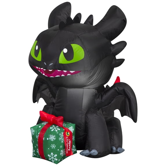 3' Gemmy Airblown Inflatable Toothless the Dragon w/ Christmas Present Yard Decoration 887884