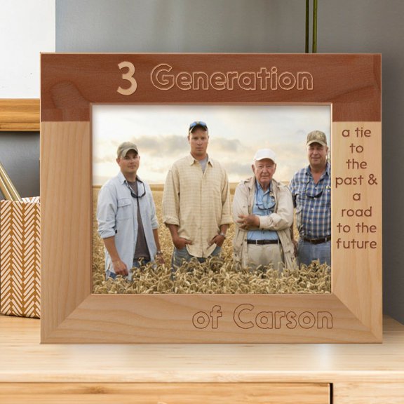 3 Generation A Tie To The Past & A Road To The Future Personalized Wooden Frame-10" x 8" Brown Horizontal