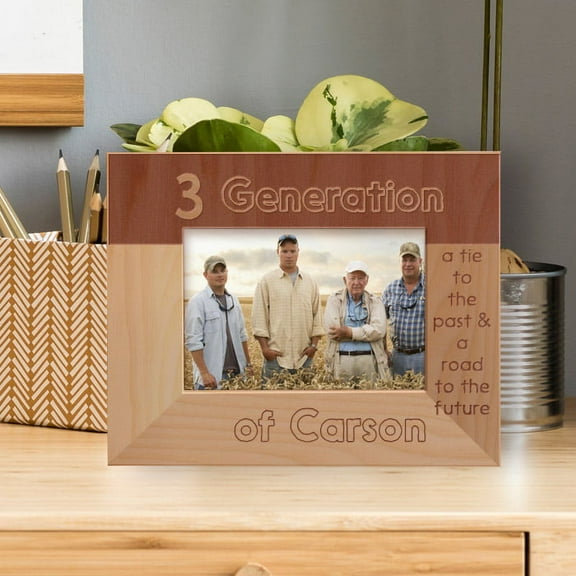 3 Generation A Tie To The Past & A Road To The Future Personalized Wooden Frame-5" x 3 1/2" Brown Horizontal