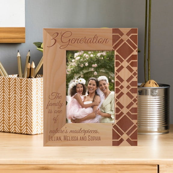 3 Generation The Family Is On Of Nature's, Masterpieces Personalized Wooden Frame 3 1/2" x 5" Brown (Vertical)
