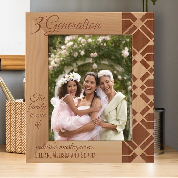 3 Generation The Family Is On Of Nature's, Masterpieces Personalized Wooden Frame 8" x 10" Brown (Vertical)