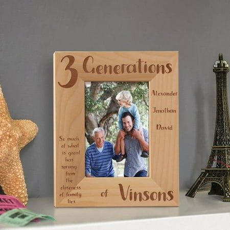 3 Generations of Sons Personalized Wooden Picture Frame 3 1/2" x 5" Brown (Vertical)