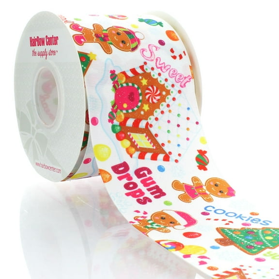 3" Glitter Gingerbread Land Grosgrain Ribbon 25 Yard