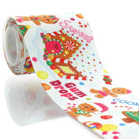 3" Glitter Gingerbread Land Grosgrain Ribbon 5 Yard