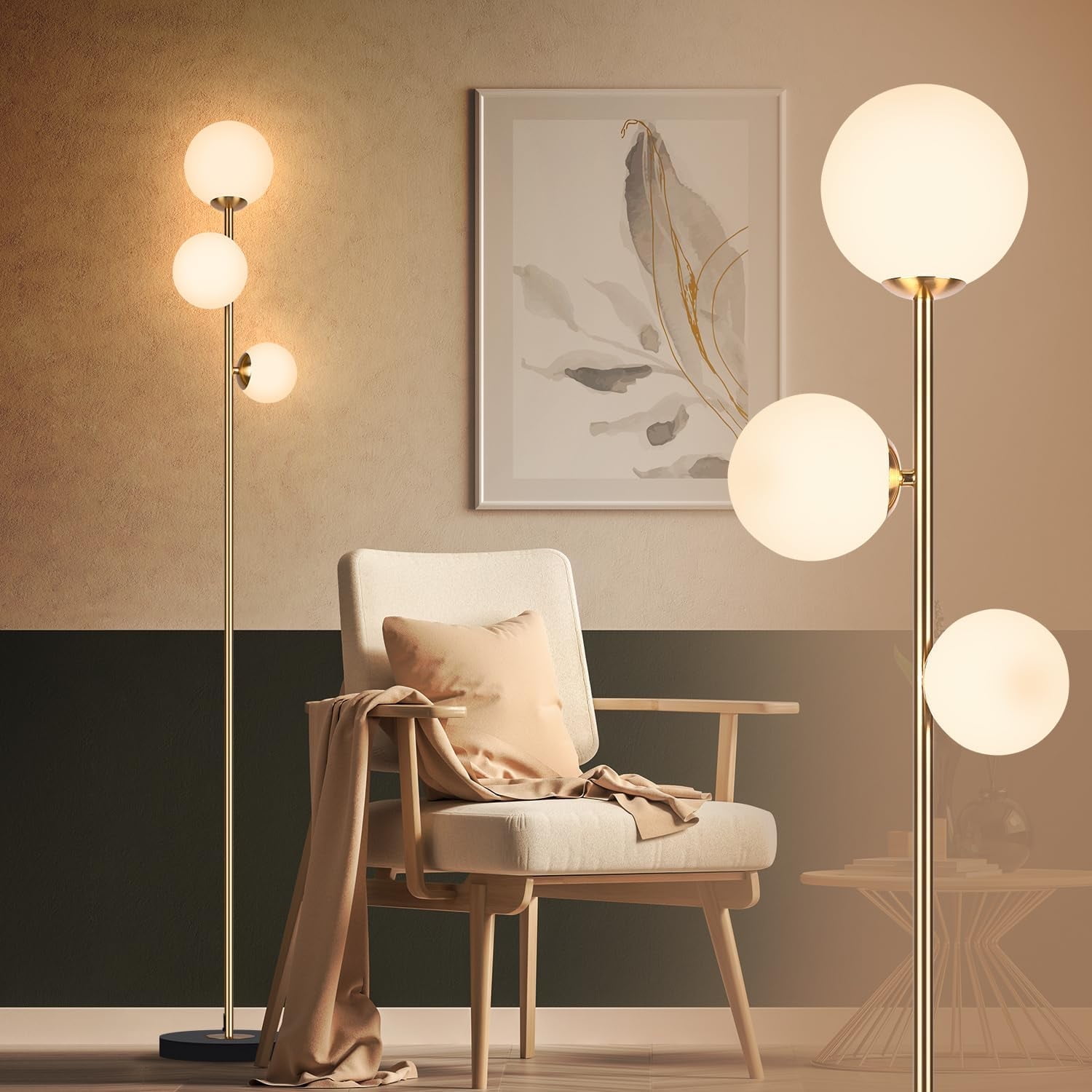 3 Globe Eclectic Floor Lamp - 3 Color Options Moderm Floor Lamps for Living Room, Mid Century Standing lamp Home Decor for Bedrooms Office(Matte Black, LED Bulbs Included)