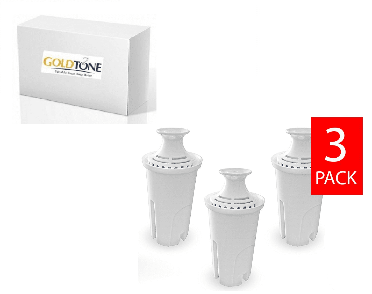 GoldTone Charcoal Water Pitcher Filter Cartridge for Brita & Mavea