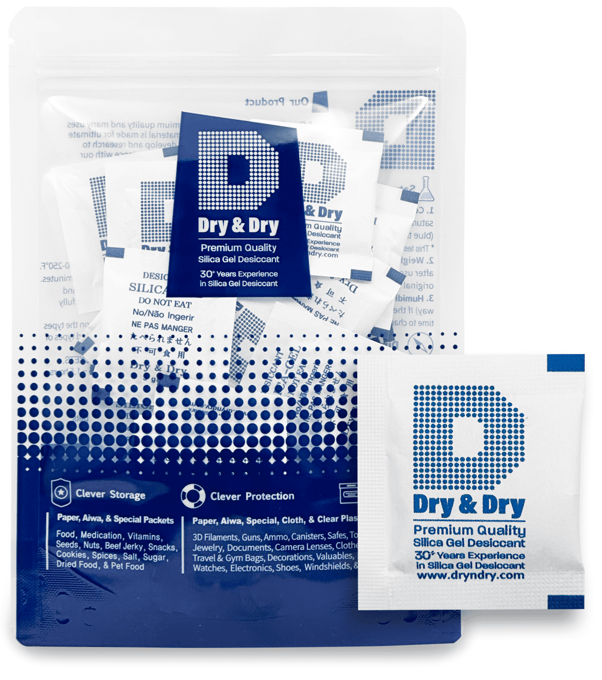 Dry & Dry Silica Gel Desiccant Packets - 100 Gram X 25 Packets Reusable Moisture Absorber