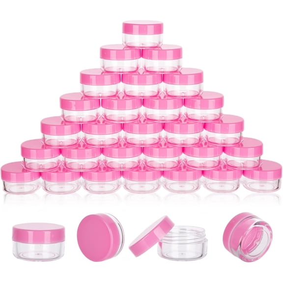 3 Gram Sample Containers with Lids, 50 Count Tiny Sample Jars, Empty Lip Balm Containers, Mini Cosmetic Containers with Lids, Makeup Travel Containers with Labels, Mini Disposable Spatulas