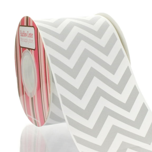 3" Gray Chevron ZigZag Grosgrain Ribbon 100 Yard