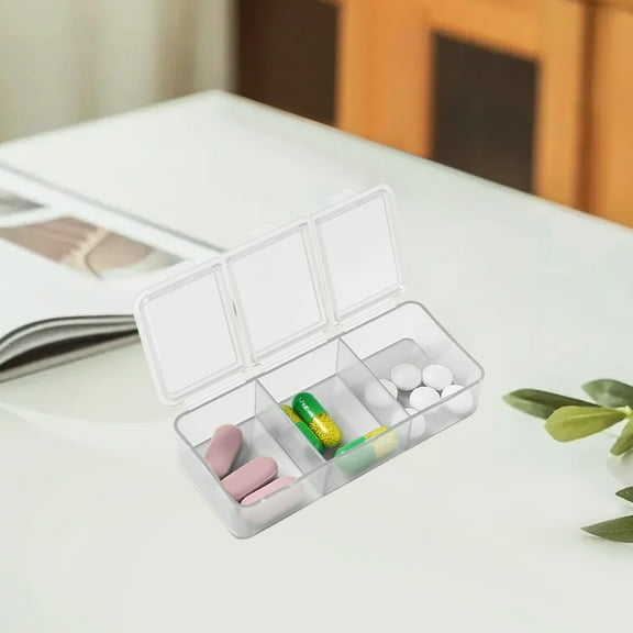 3-Grid Pill Box with Lid, Daily Pill Organizer, Portable Moisture Proof Pill Dispenser, Pocket Purse Mini Travel Vitamin Container Medicine Case - White