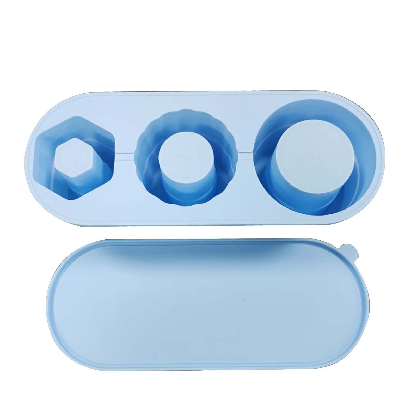 3 Grid Silicone Ice Cube Maker With Lid Hollow Cylinder Ice Cube Moulds