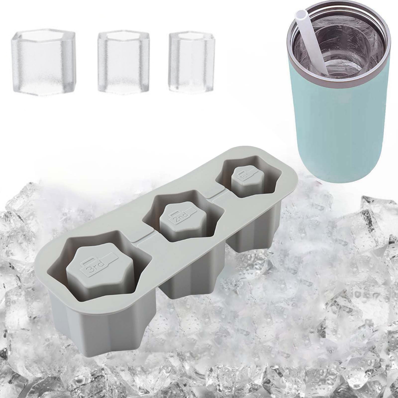 3 Grid Silicone Ice Cube Maker With Lid Hollow Cylinder round Ice Cubes
