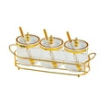 thumbnail image 1 of 3-Grid Spice Storage Set with Metal Rack - 12.7in Plastic Airtight Seasoning Jars for Kitchen Countertop (Clear)​, 1 of 6
