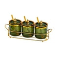 thumbnail image 1 of 3-Grid Spice Storage Set with Metal Rack - 12.7in Plastic Airtight Seasoning Jars for Kitchen Countertop (Green)​, 1 of 6
