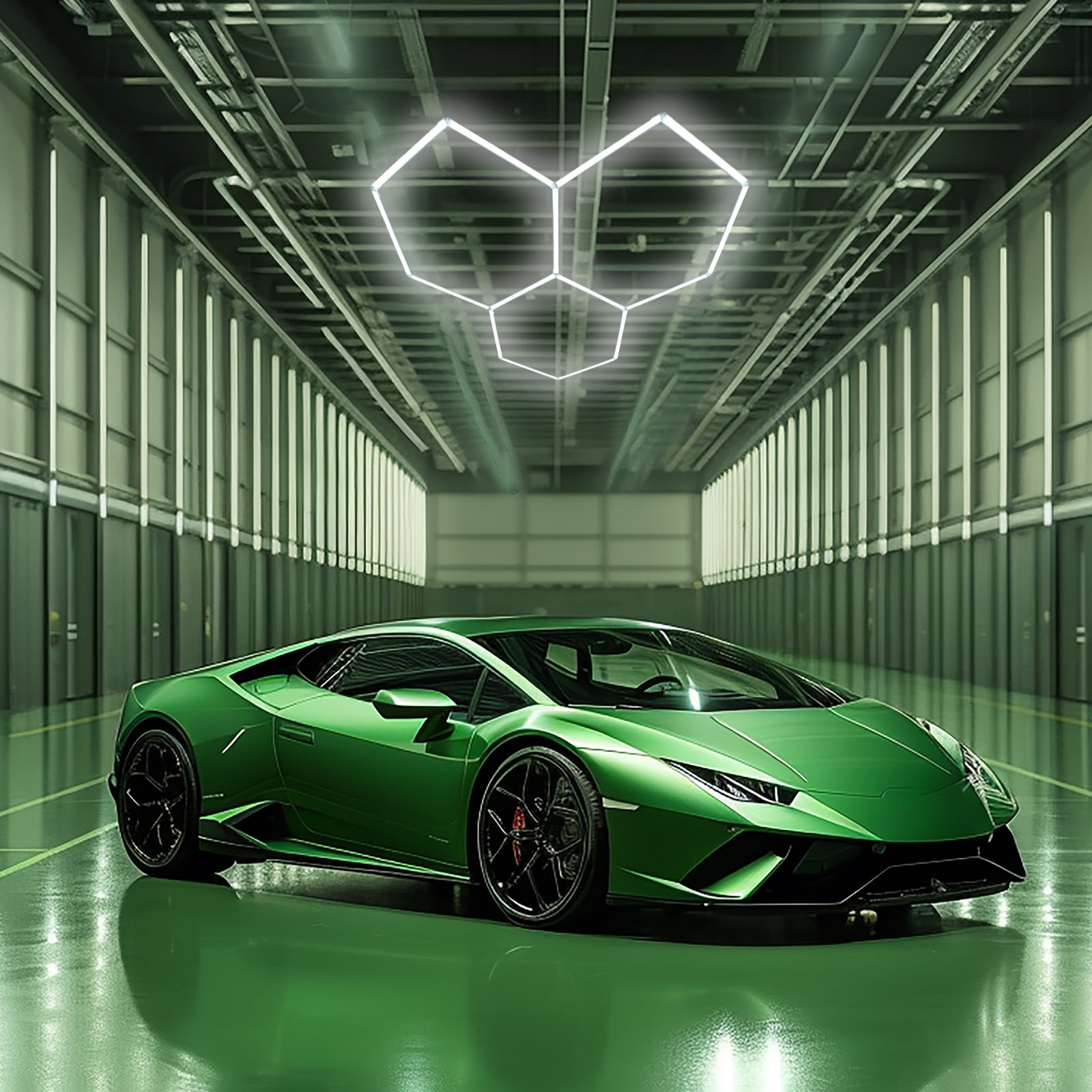 3 Grid White Hexagon Garage Lights Honeycomb Led Hexagon Light for Car Shop Gym