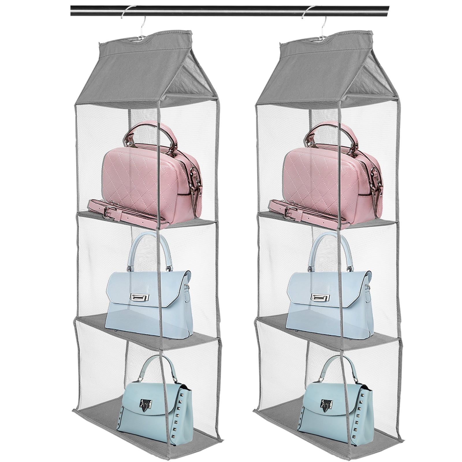 3 Grids in 1 Pack Hanging Purse Handbag Organizer, Visible Purse