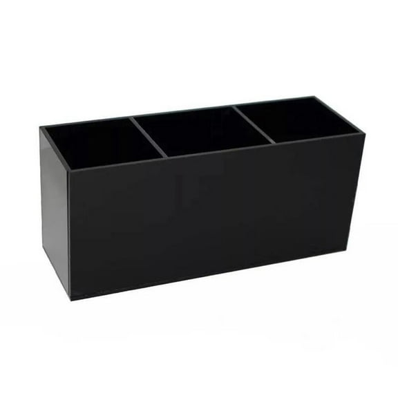 3 Grids Acrylic Storage Box Creative Canister Desk Organizer for Cosmetic Brushes Eyebrow Pencil (Black)