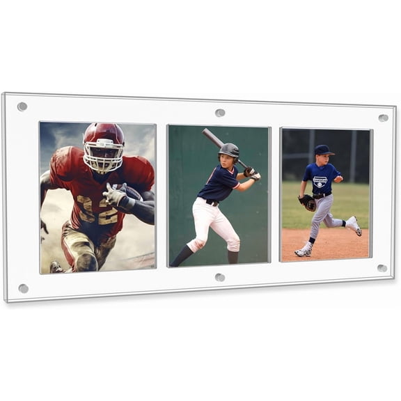 3 Grids Card Display Case, 35PT Acrylic TCG Triple Cards Frames, Magnetic Transparent Card Holder, Clear Card Stands