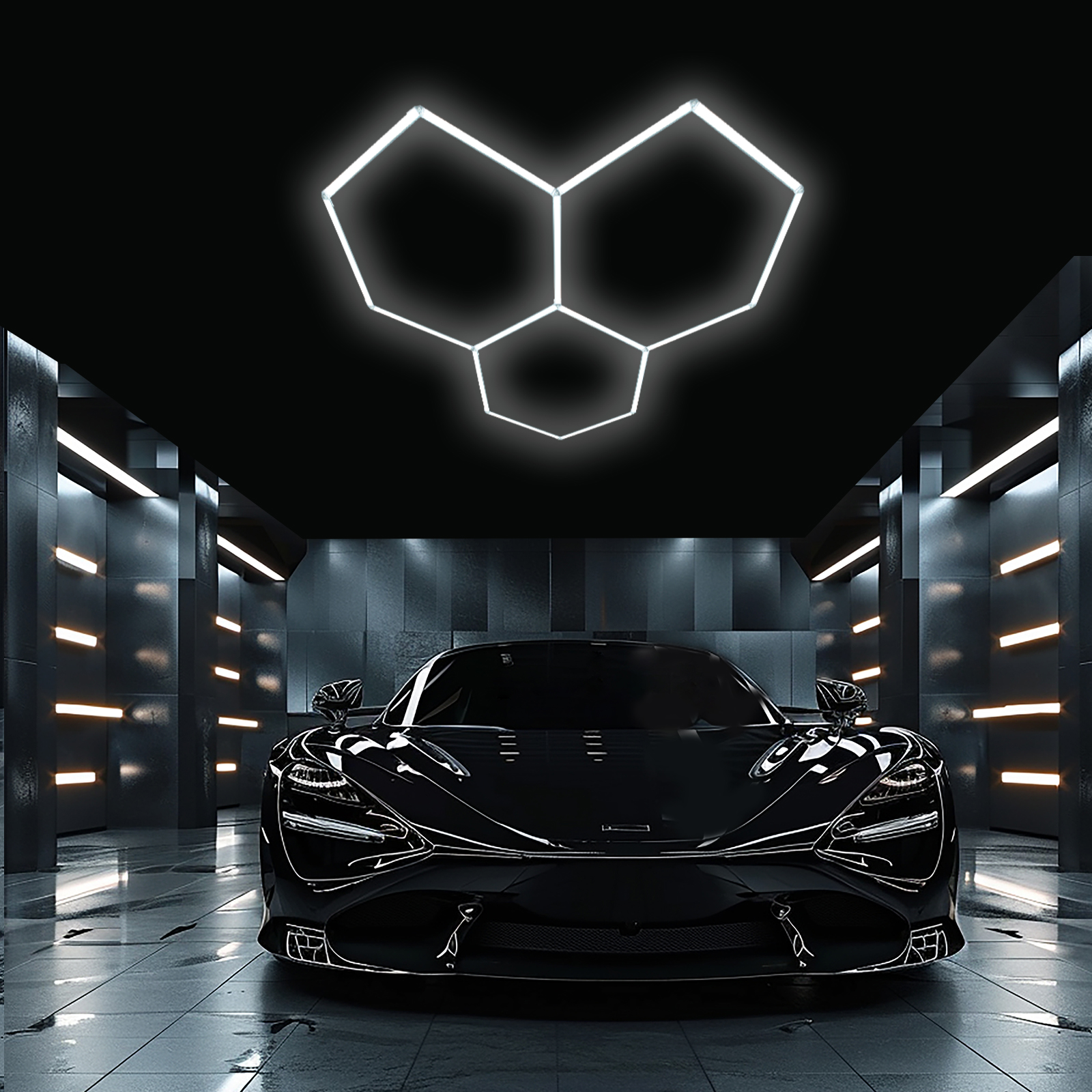3 Grids Hexagon LED Garage Lights Retail Workshop Detailing Showroom Office 6500