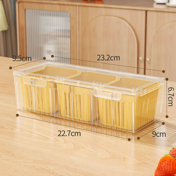 3 Grids Refrigerator Storage Boxes Garlic Onion Pepper Organizer Fruit Vegetable Drain Crisper Box Kitchen Sealed Containers