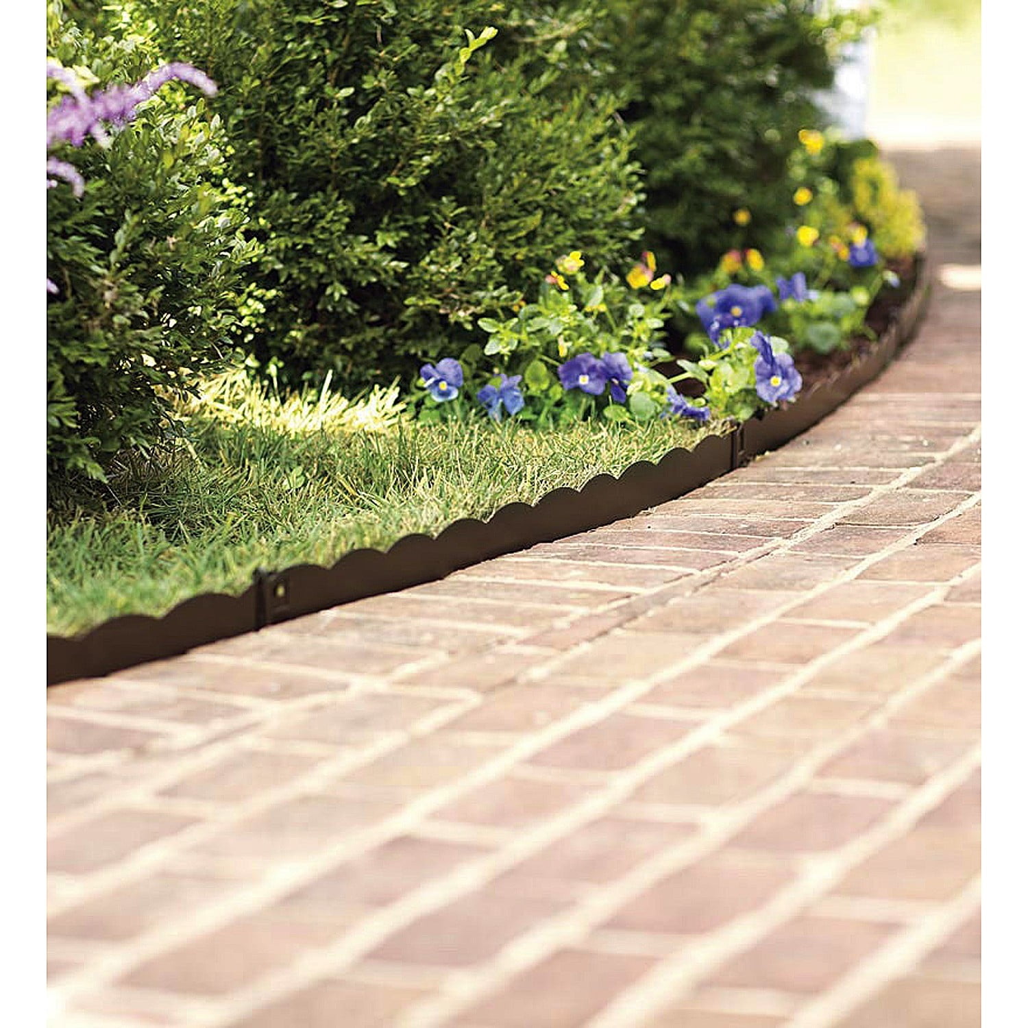 3"H Brown Bendable Galvanized Steel Garden Edging with Scalloped Top