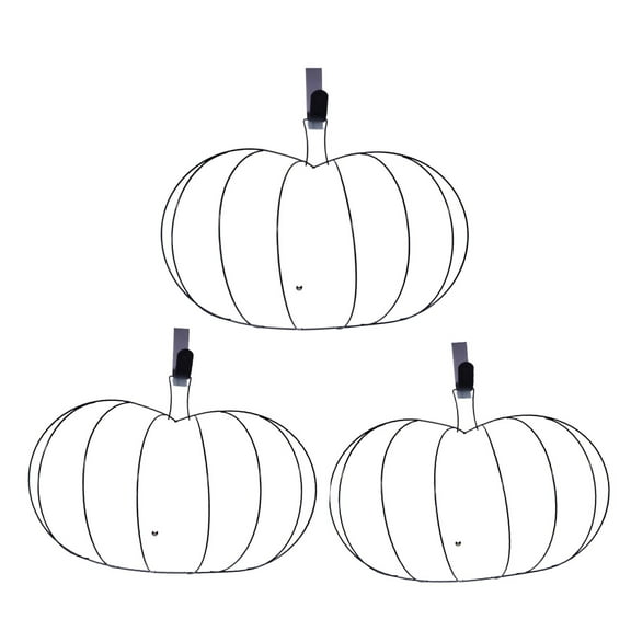 (3) HTL Pumpkin Shaped 3D Metal Wire Wreath Forms, Fall Thanksgiving, Holiday, Front Door, Indoor, Outdoor Wreath Frame 13x17.625-in.