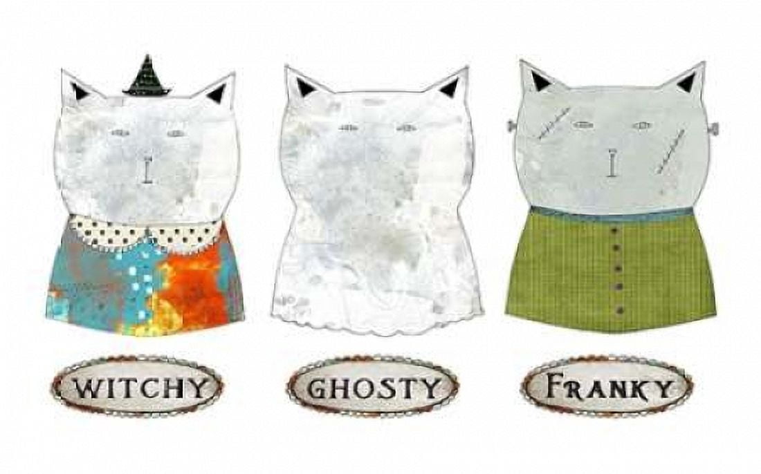3 Halloween Cats Canvas Art - Sarah Ogren (12 x 18)
