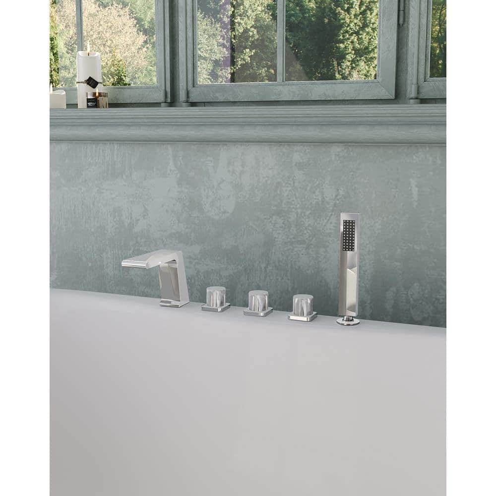 3Handle TubMount Roman Tub Faucet with Hand Shower in Chrome