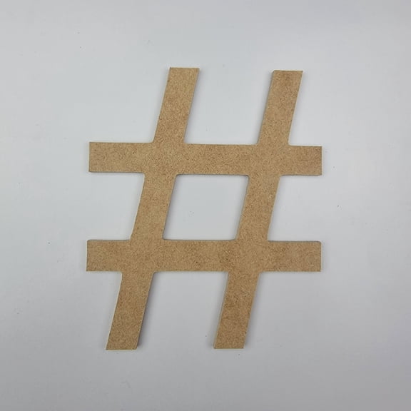 3" Hashtag Pound Symbol, Unfinished MDF Art Shape by Wooden Craft Cutouts