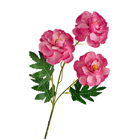 3 Head Artificial Ranunculus Flowers, High-End Realistic Silk Bouquet for Home Decor, Faux Persian Buttercup Stems, Festive Floral Prop, Elegant Flower Arrangement