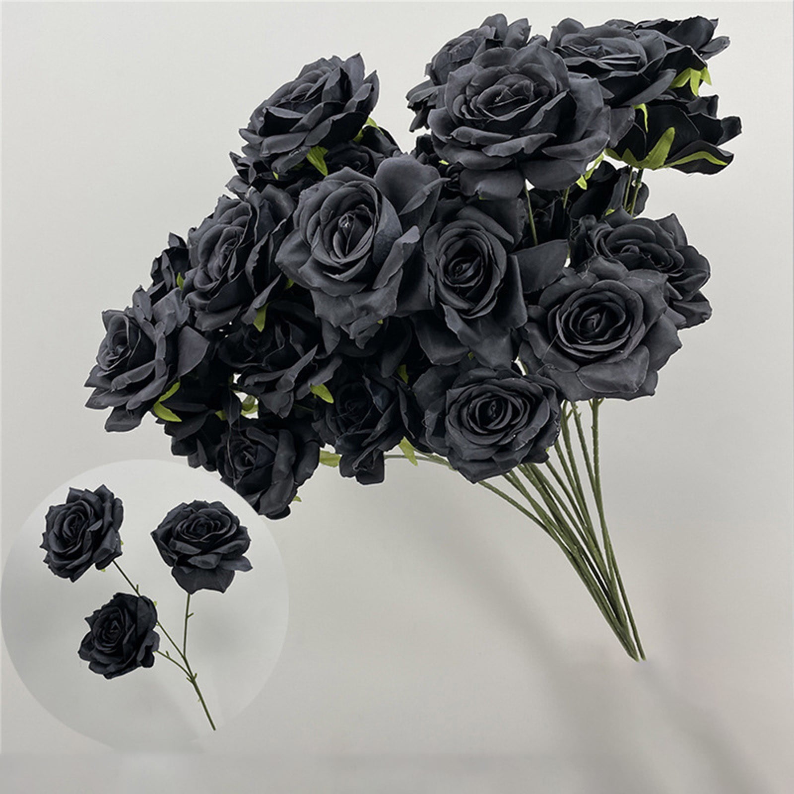 3 Head Artificial Roses, 26 Inch Long Stem Silk Realistic Fake Roses — free download