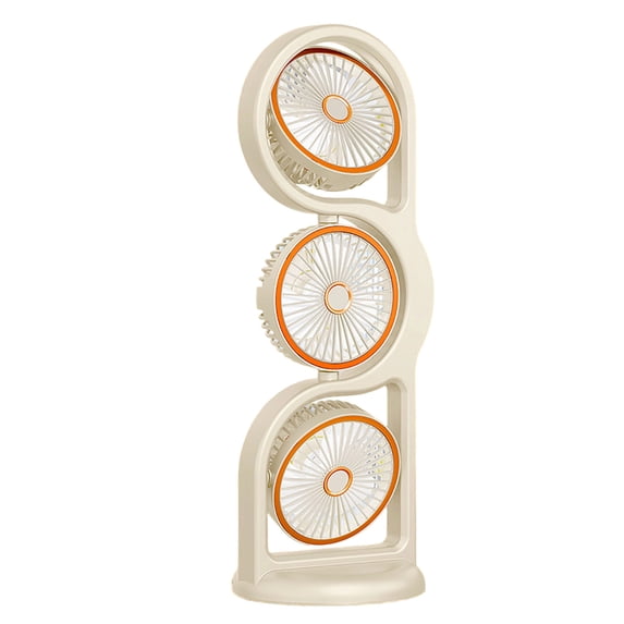 3-Head Desk Fan with Night Light - Portable Table Fan for Office & Dorm, Quiet Operation, Strong Air Circulation, Adjustable Heads, Space-Saving Design, Powerful Compact Cooling Fan,Multicolor A
