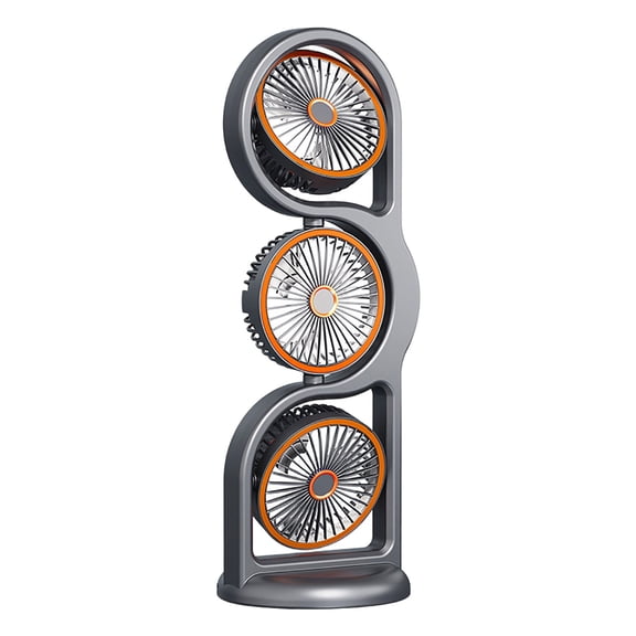 3-Head Desk Fan with Night Light, Powerful Air Circulation, Quiet Portable Desktop Fan for Office, Dorm, and Study Spaces Featuring Adjustable Angles and Low Noise