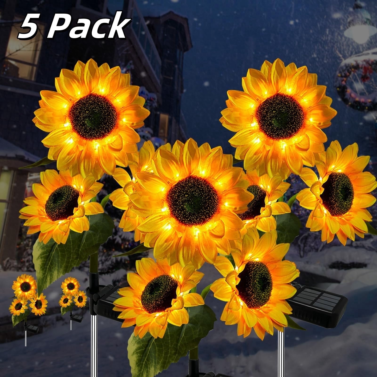 3 Head Solar-Powered Sunflower Lights - High - Simulation, IP44 Waterproof, Ideal for Outdoor Decoration,3 pack