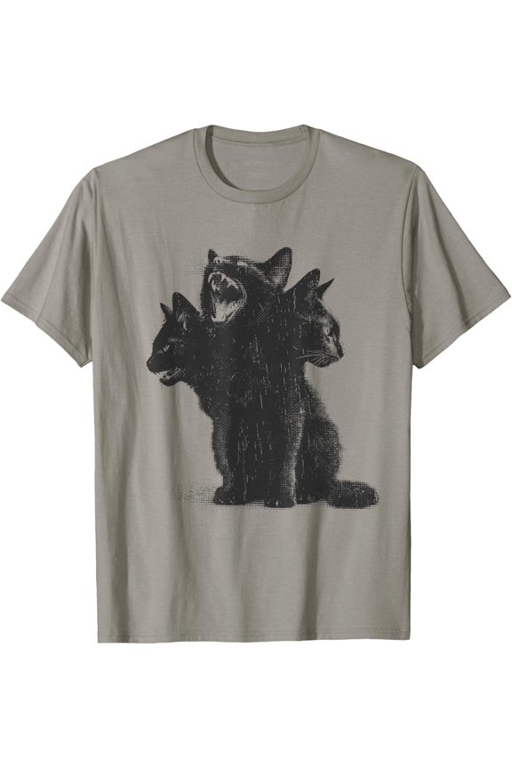 3 Headed Cat Vintage Grunge Alt 90S Halloween Goth Horror T-Shirt Unisex S-5XL Hot Trending Shirt, Vintage Birthday Gift