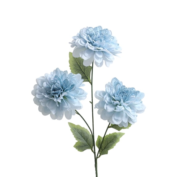 3 Heads Artificial Silk Dahlia Flowers, Faux Stems for Dining Table Centerpiece, Wedding Party Decor, in Blue, 25.20 x 1.97 inch