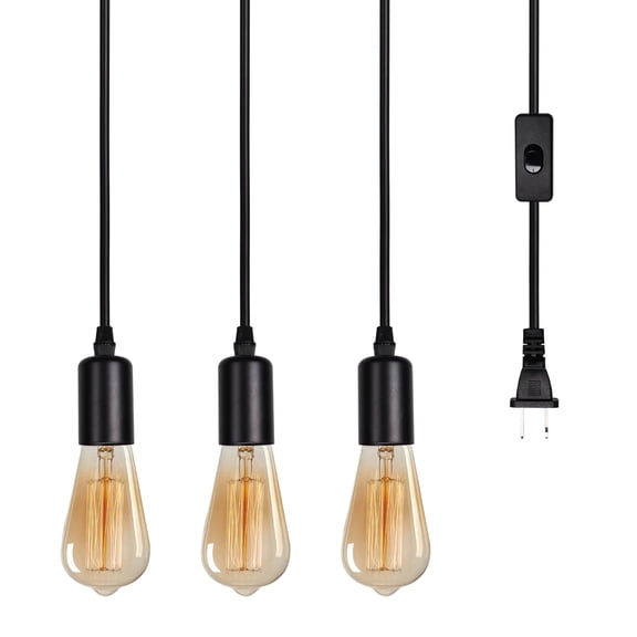 LOHASLED 3 Heads Pendant Lamp Lighting Vintage Edison,Adjustable DIY Ceiling Spider Lamp E26 Black Socket Hanging Chandelier Light Modern Industrial Pendant Lighting for Dinning Living Room Bar