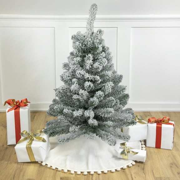 Northlight Medium Heavily Flocked Madison Pine  Artificial Christmas Tree - 3' - Unlit