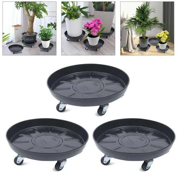 3* Heavy Duty Plant Dolly Rolling Flower Pot Holder Stand With 5 Wheels 14.17"
