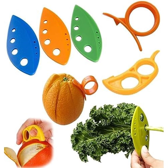 3 Herb Stripper + 2 Citrus Peelers - Kale Tool Rosemary Dill Orange Grapefruit Lemon Slicer Skin Remover Scoring Blade